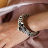 Teejh Aishay Silver Oxidised Bangle For Women